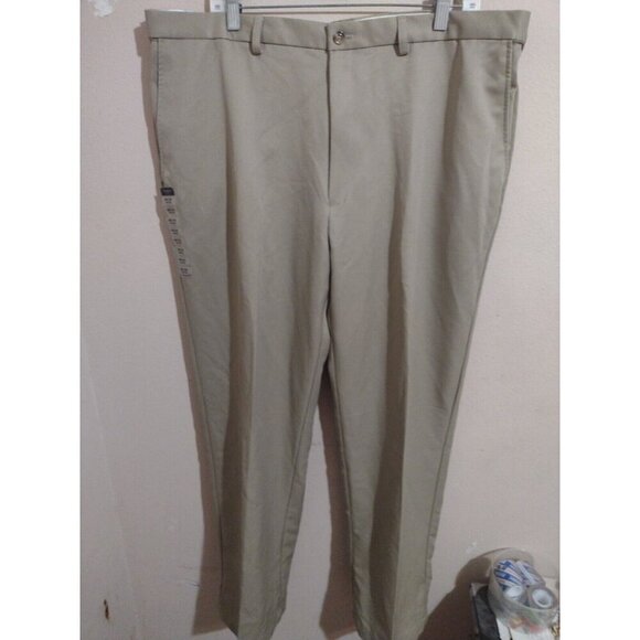 NWT Haggar Pants Mens 40x32 Brown Classic Fit Cool Pro 18 Flat 4-way Stretch - Picture 1 of 11